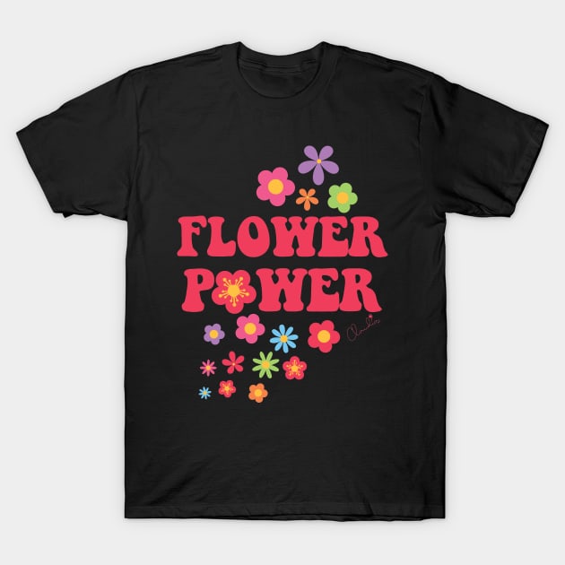 Colorful Flower Power Print T-Shirt by ClaudiaFlores